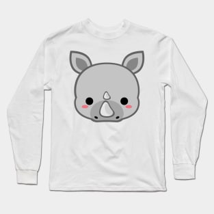 Cute White Rhino Long Sleeve T-Shirt